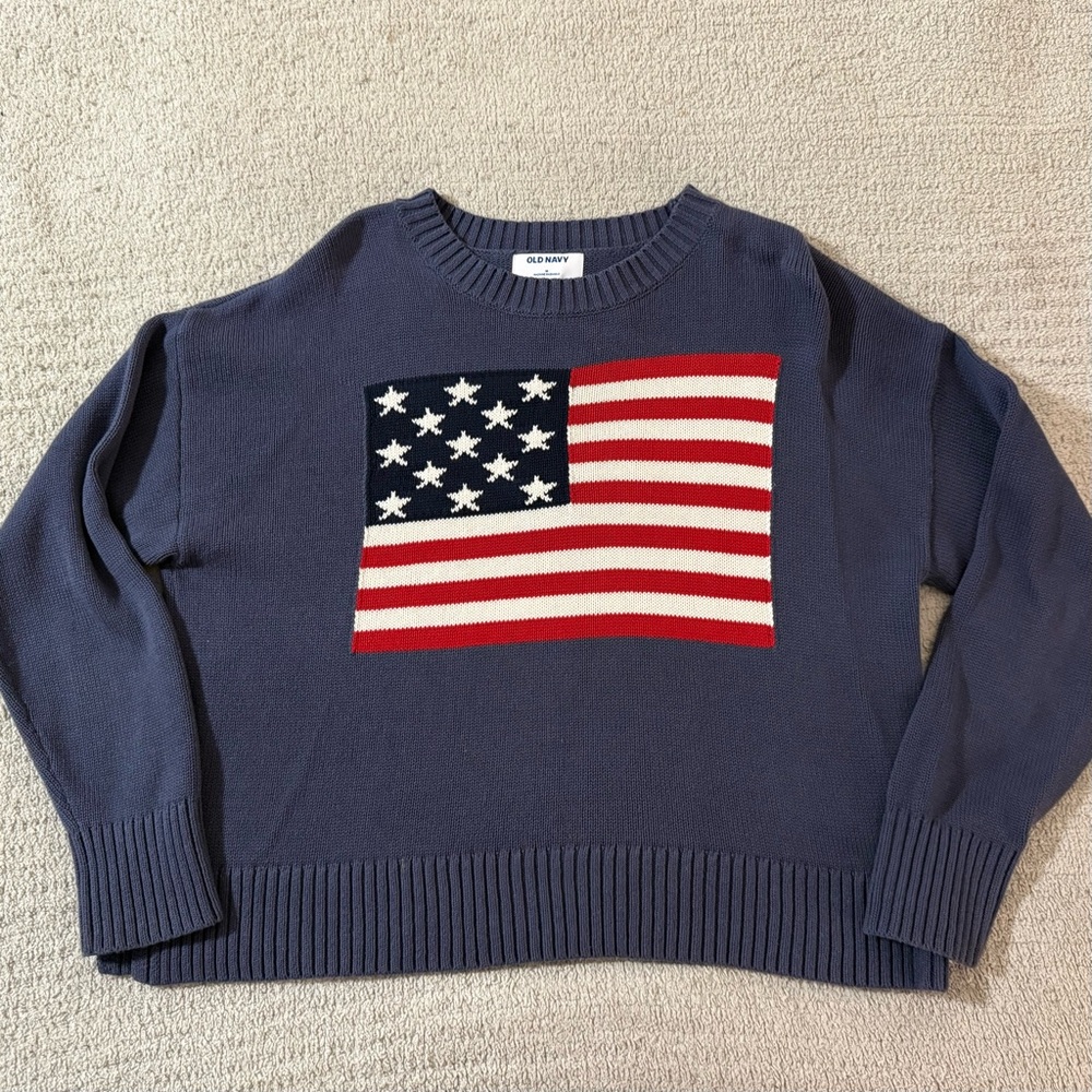 Old Navy Blue and Red Crew Neck Sweater